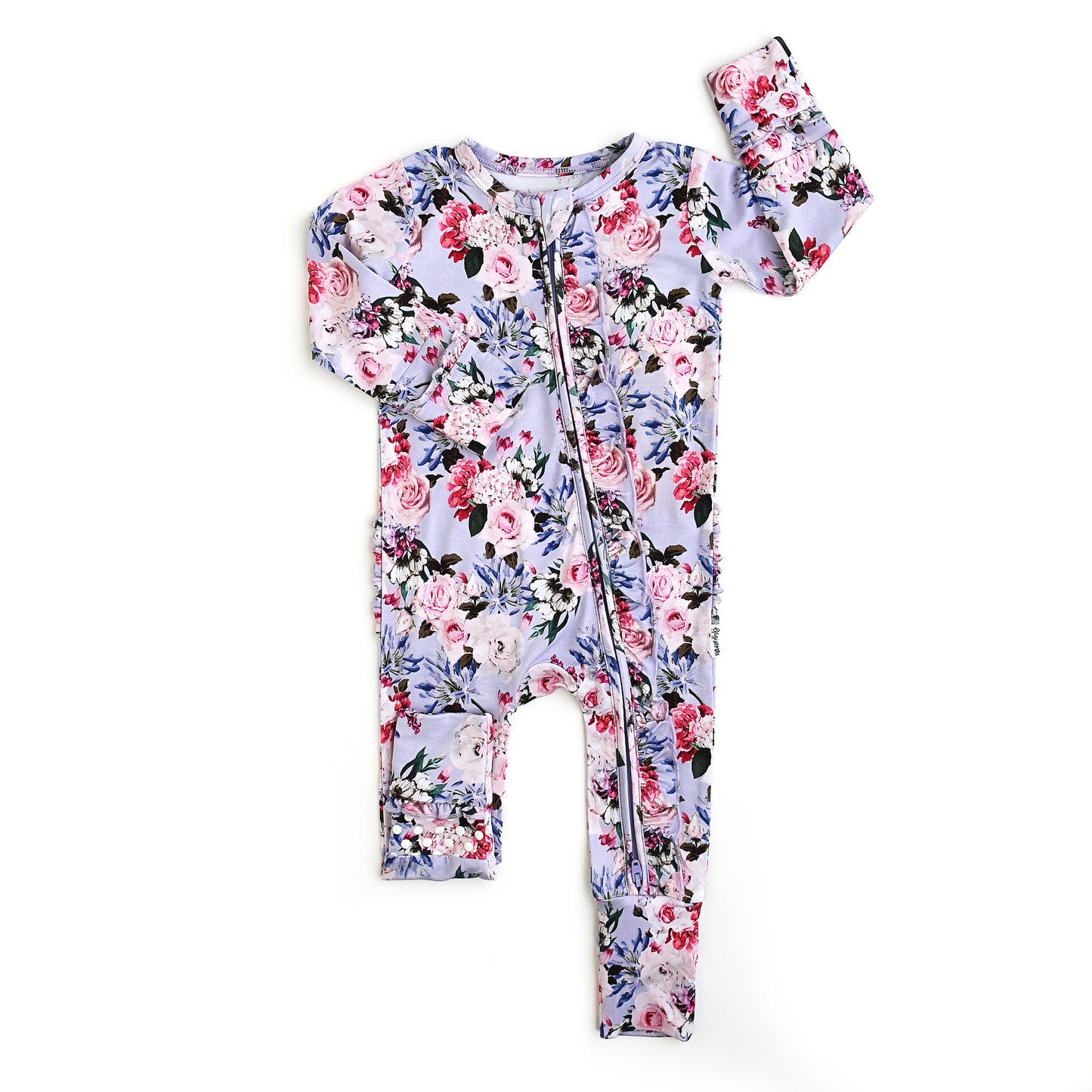 Emerson Floral Ruffle Zip Bamboo Baby Sleepies Little