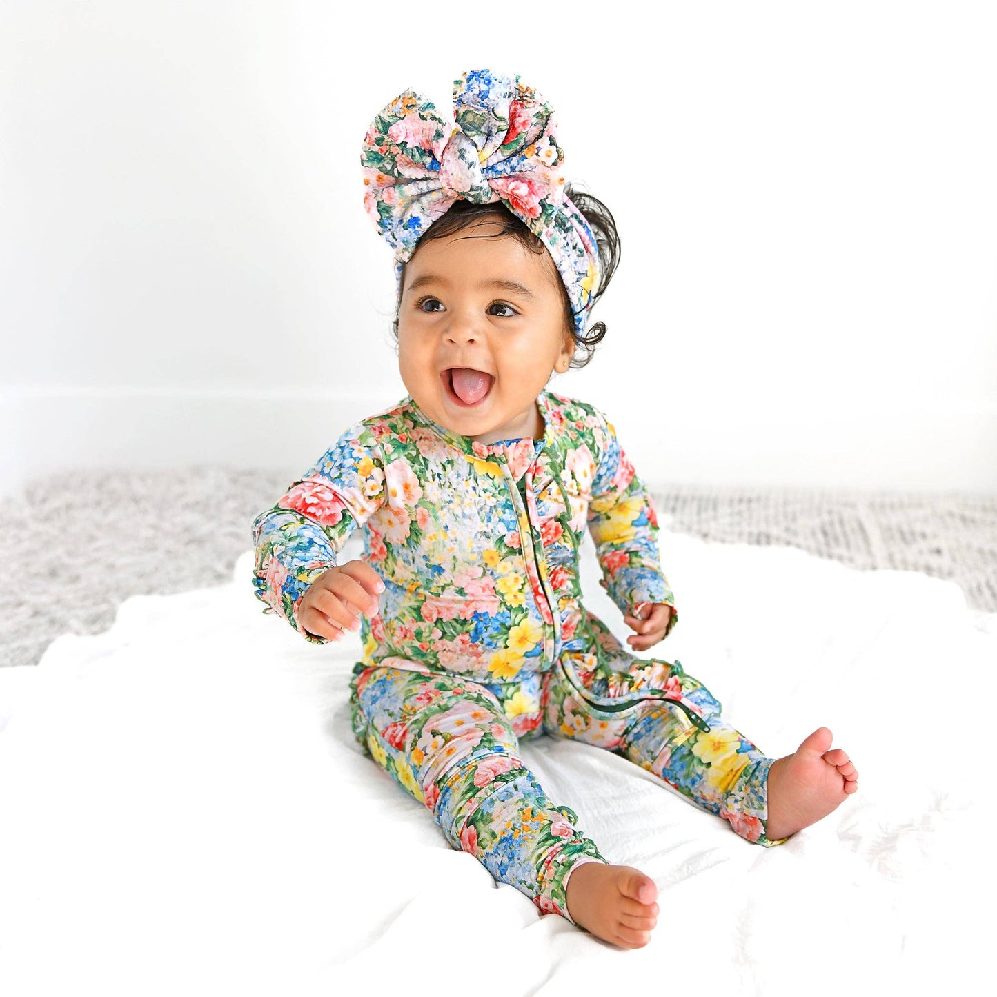 Joanna RUFFLE ZIP Bamboo One Piece Floral Baby Clothing