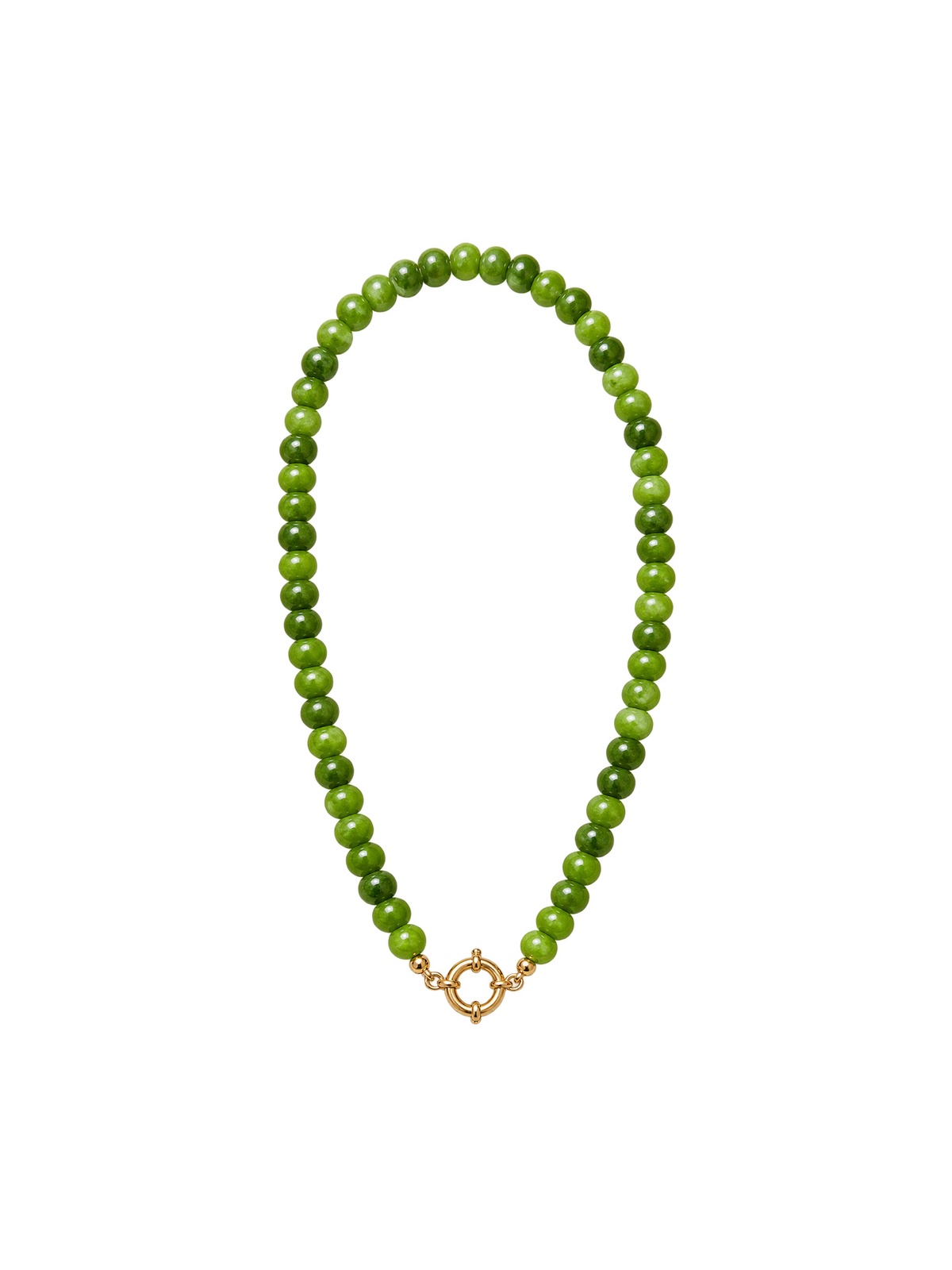 Green Sailor Clasp Glass Beaded Necklace