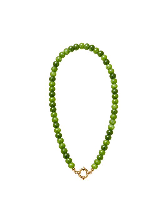 Green Sailor Clasp Glass Beaded Necklace