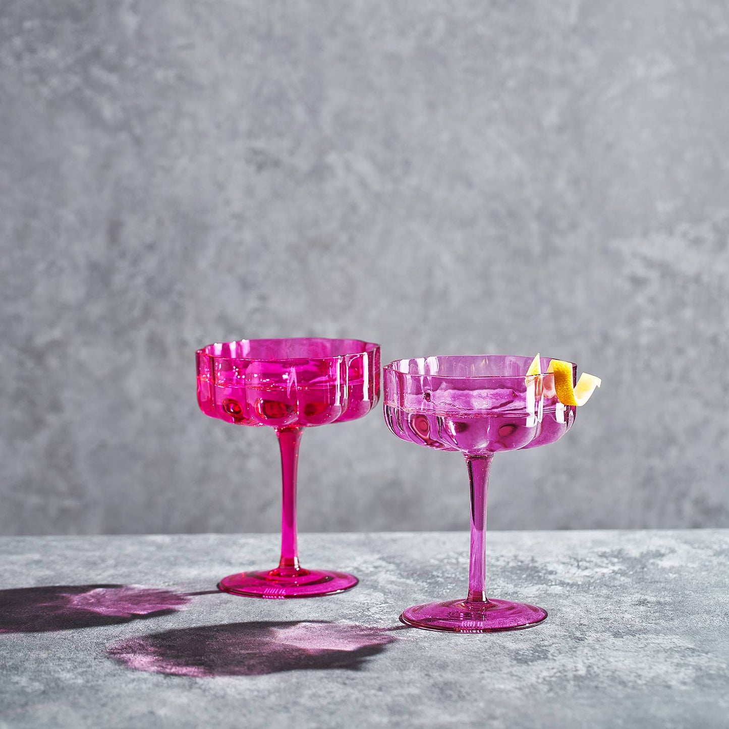 Flower Wave Champagne Coupe Cocktail Glassware | Set of 2