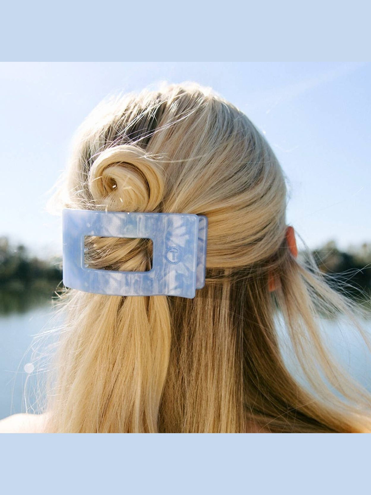 Ead Rectangle Flat Rectangle Hair Clip | Medium | Blue Lagoon – Palms