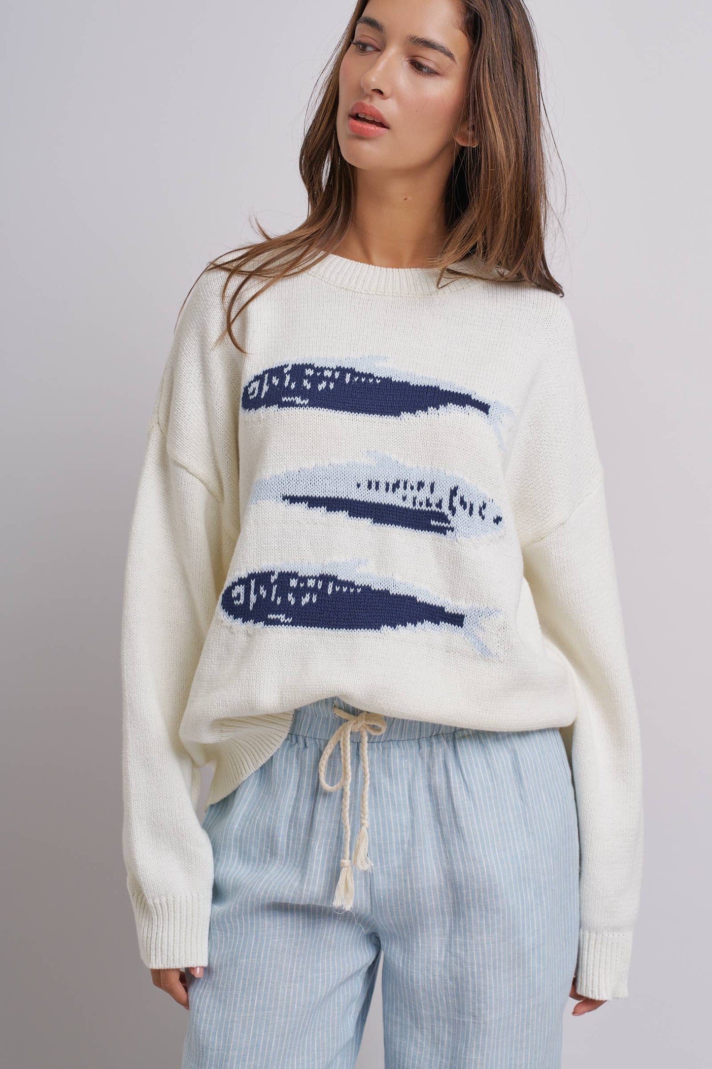 Seaside Sardine Oversized Summer Knit Sweater