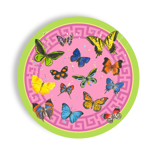 Butterfly Greek Key 24ct 9" Paper Plates – Salad Plates