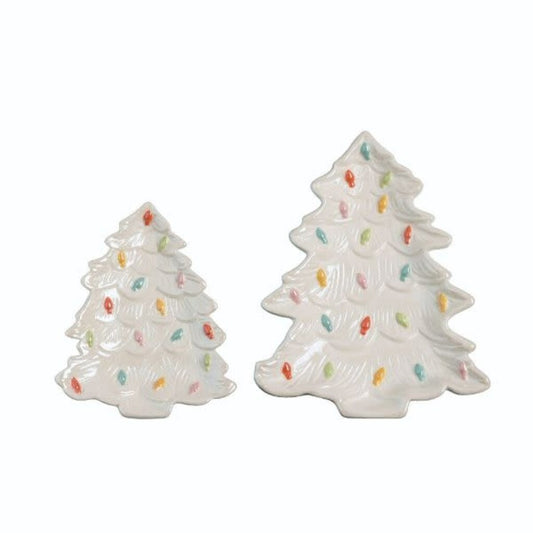 Dolomite Christmas Tree Plates S/2