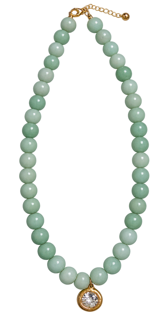 Mint Green Crystal Pendant Necklace