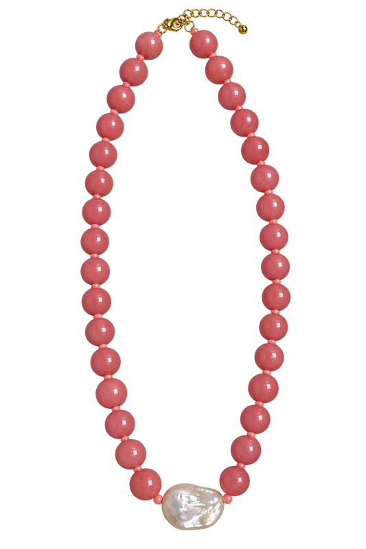 Coral Pink Pearl Necklace