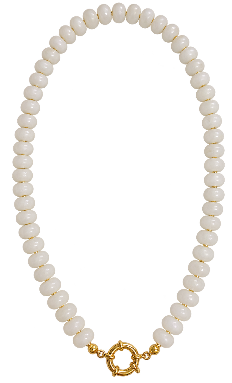 White Beaded Gold Sailor Clasp Necklace