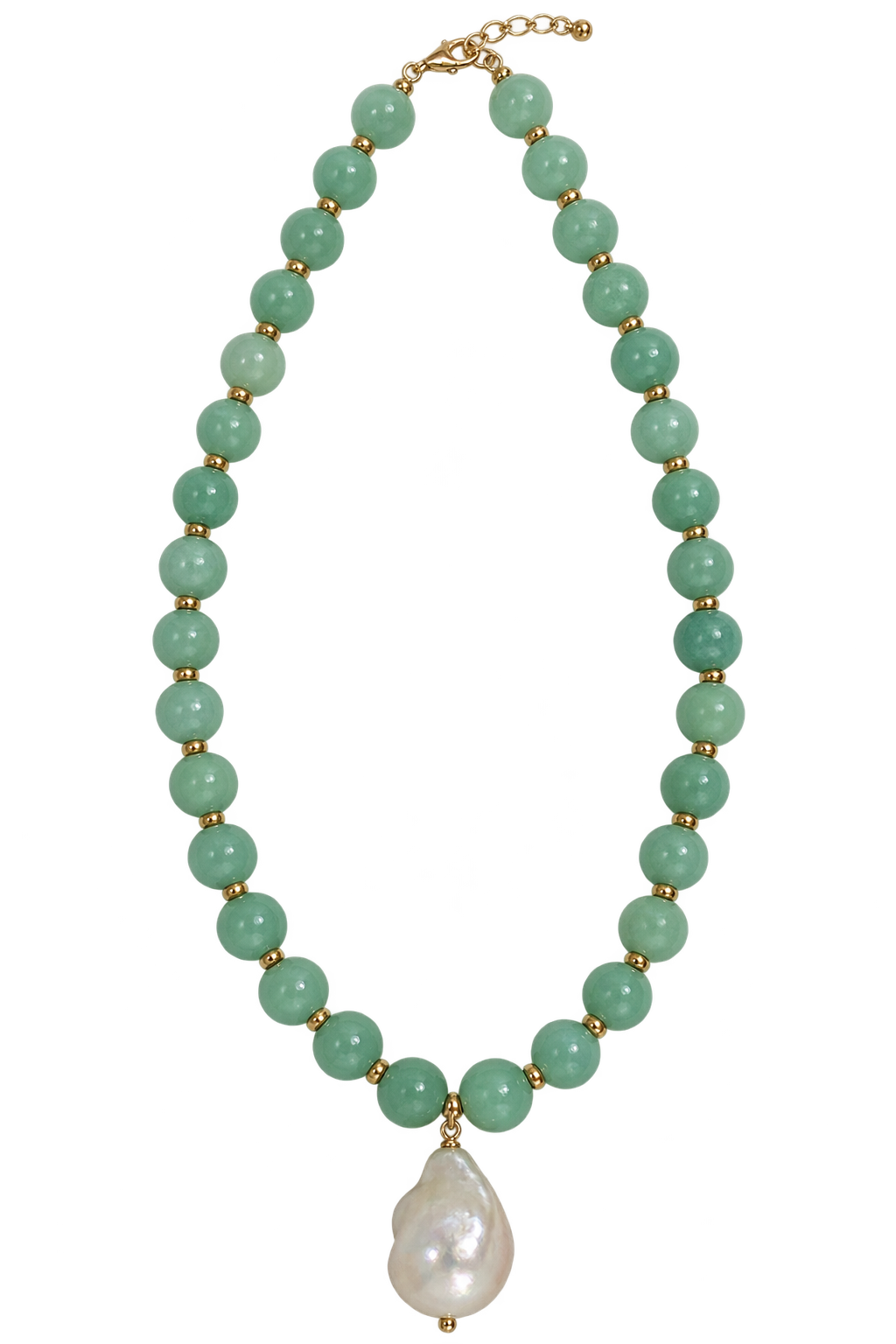 Mint Green Beaded Pearl Necklace