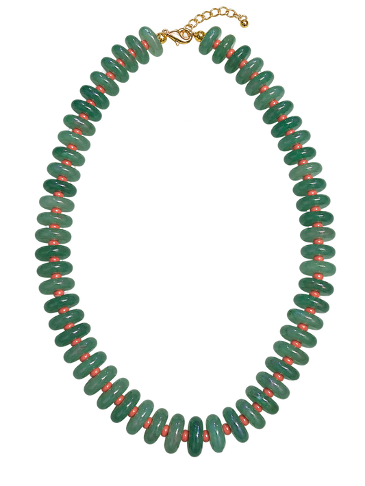 Jade & Coral Beaded Necklace