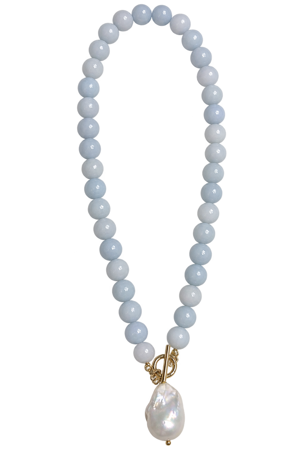 Icy Blue Beaded Pearl Necklace