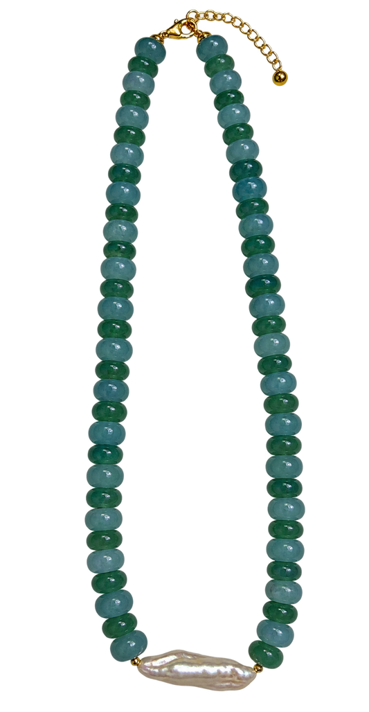Coastal Teal Pearl Necklace