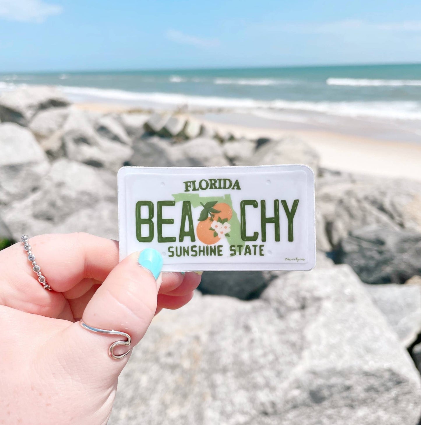 Beach Florida License Plate Sticker, Beach Sticker