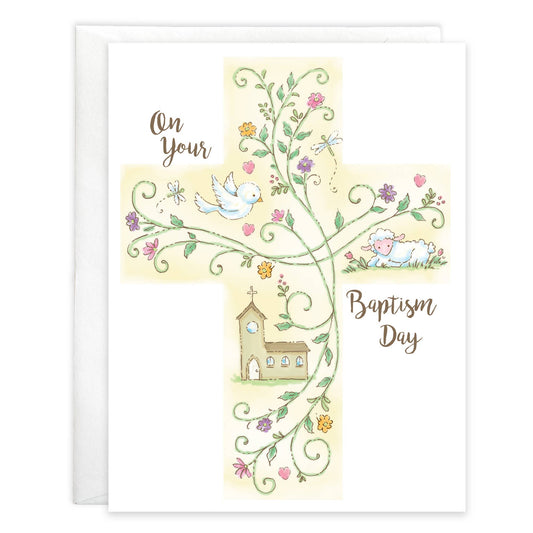 With Scripture Religious Greeting Card - Baptism Cross