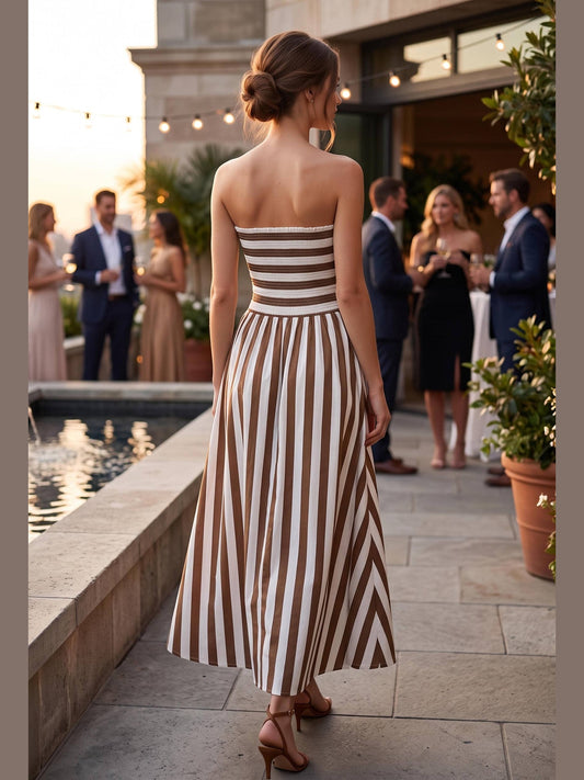 Striped Maxi Dress - Mocha