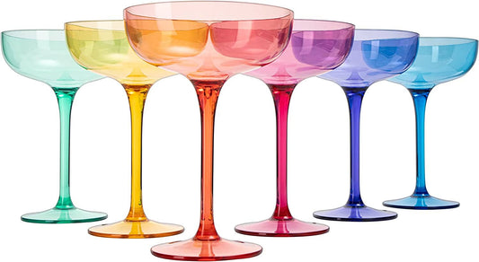 6 Colored Acrylic Champagne Coupes