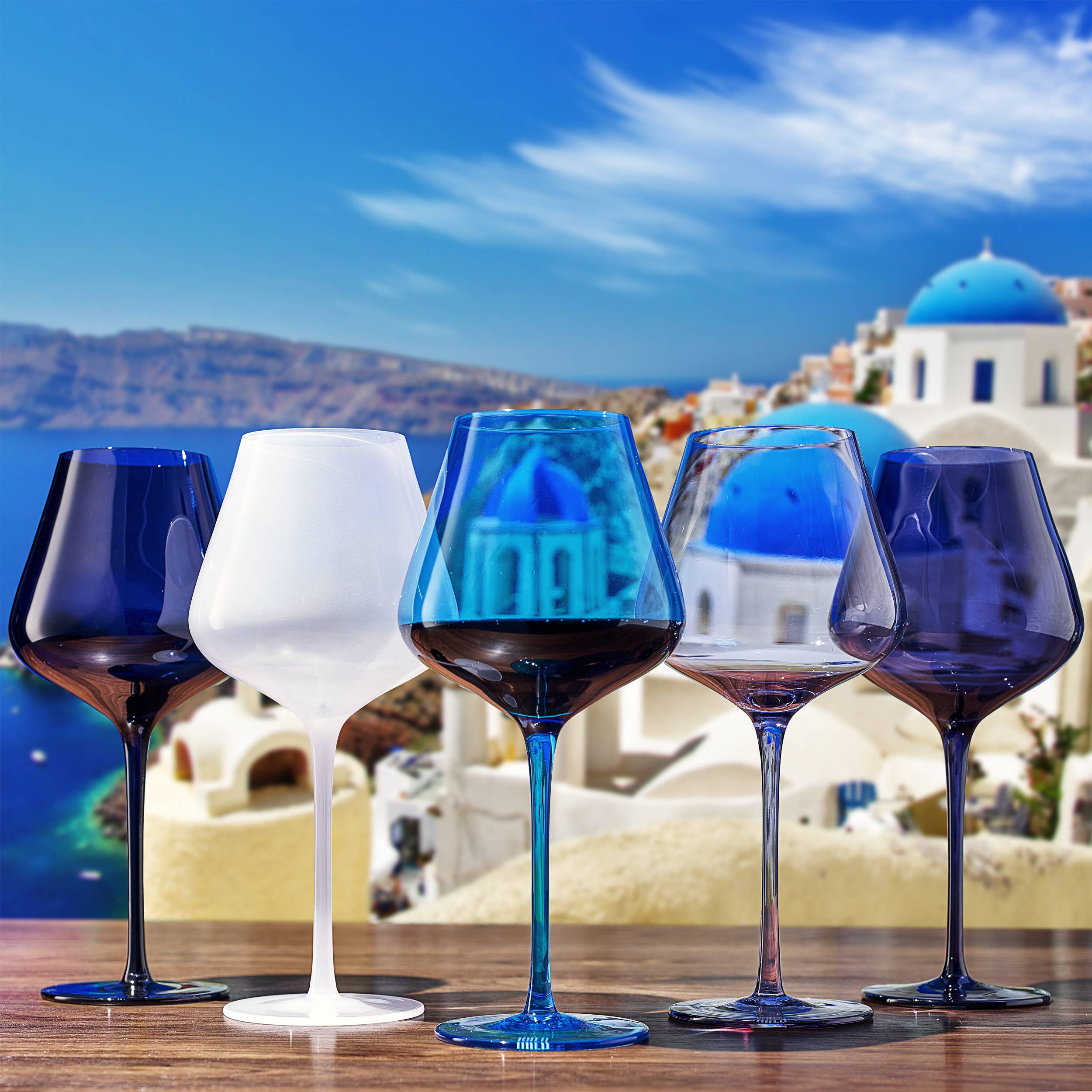 Colors of Santorini, City Wine Glassware - Thumbnail 4