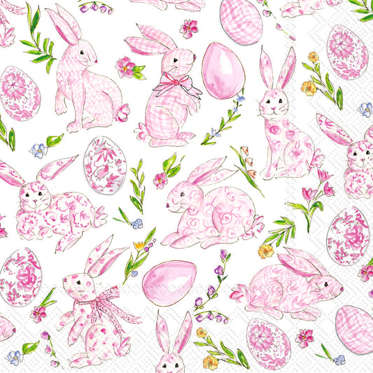 Paper Lunch Napkins 20 Ct Pink Bunny Floral Rosanne Beck