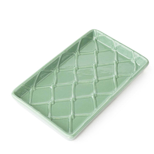 Green Textured Ceramic Guest Towel Holder Tray