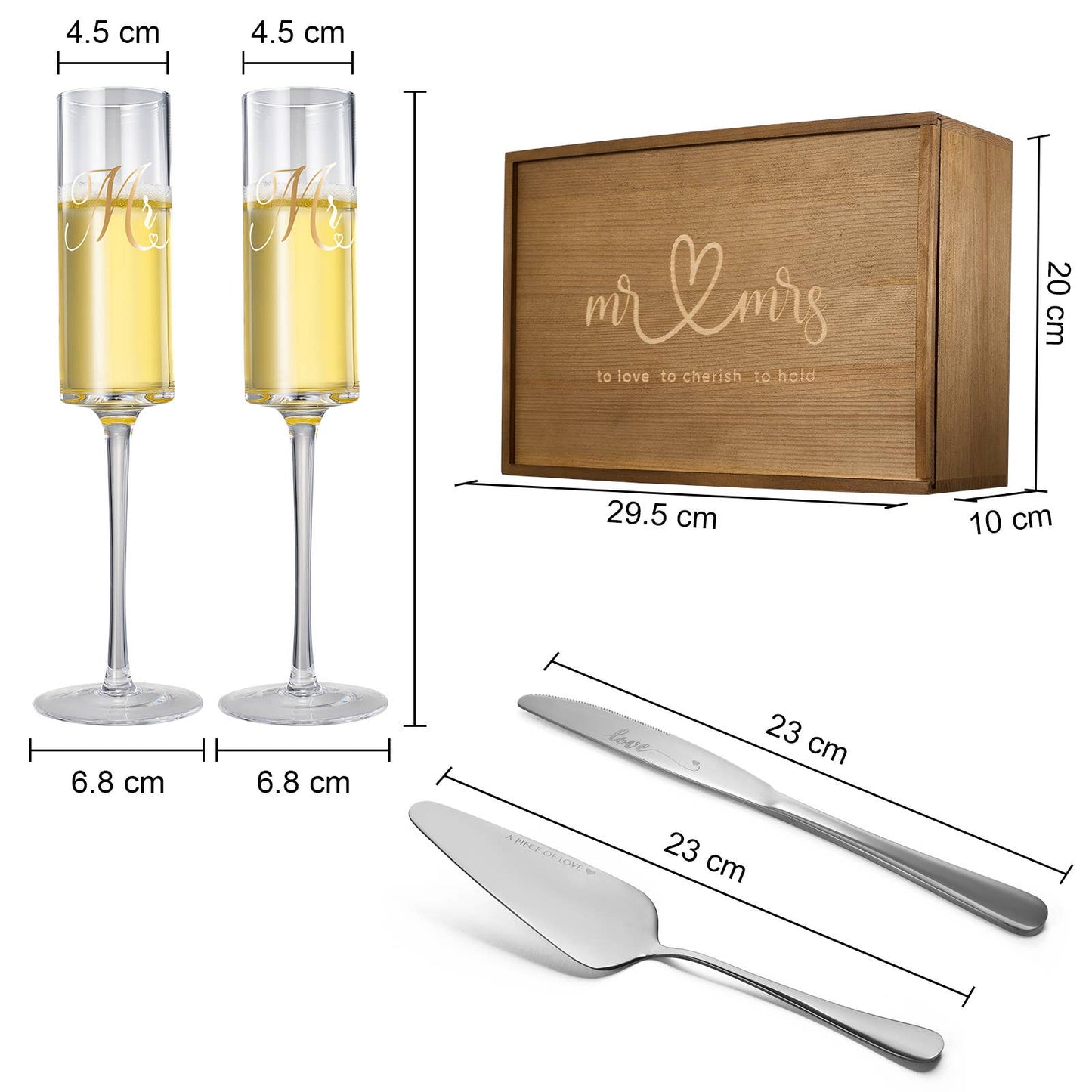 Wedding, Bridal Mr & Mrs Champagne Flutes Gift | Set of 2