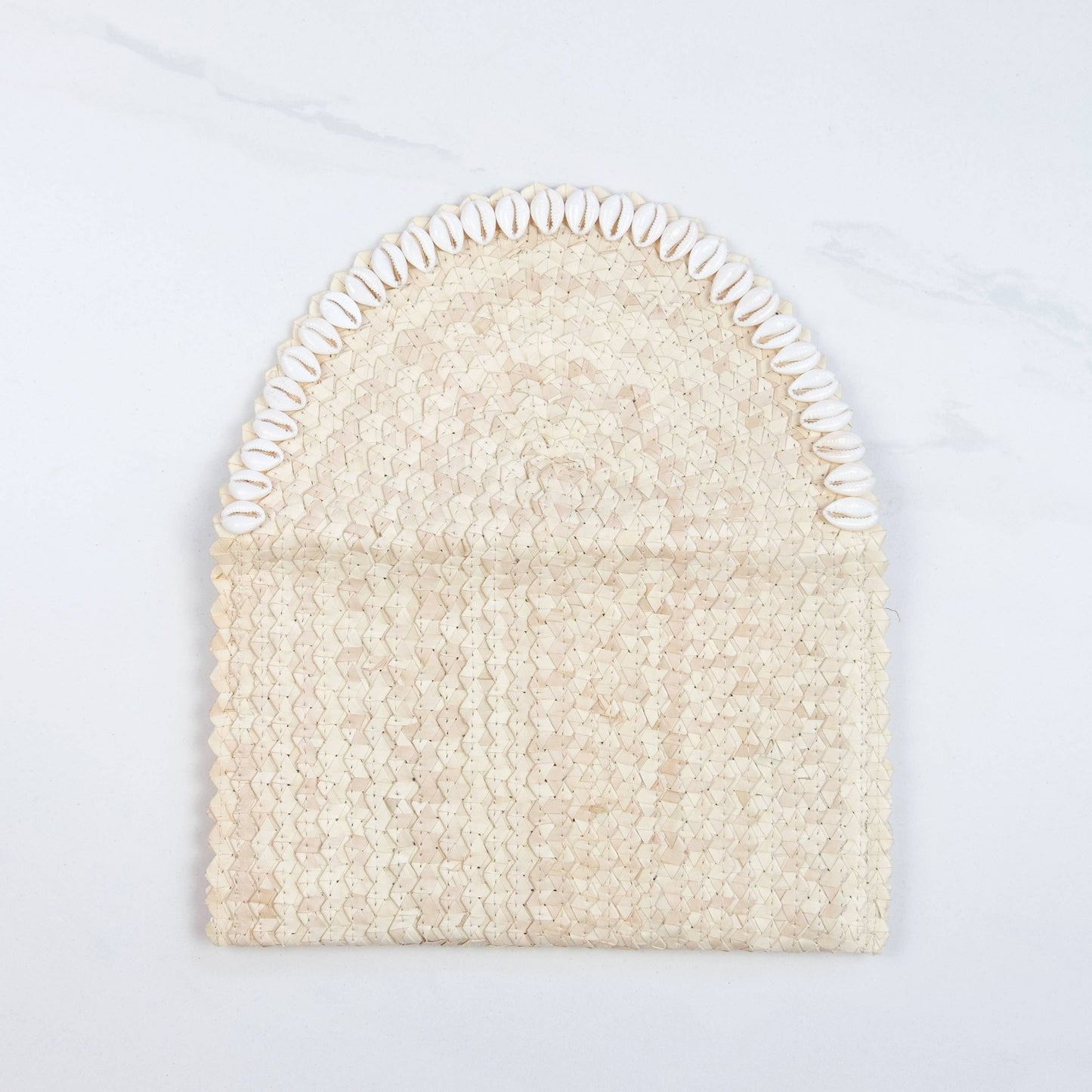 Straw Clutch - Off White with Cowrie Shell Trim