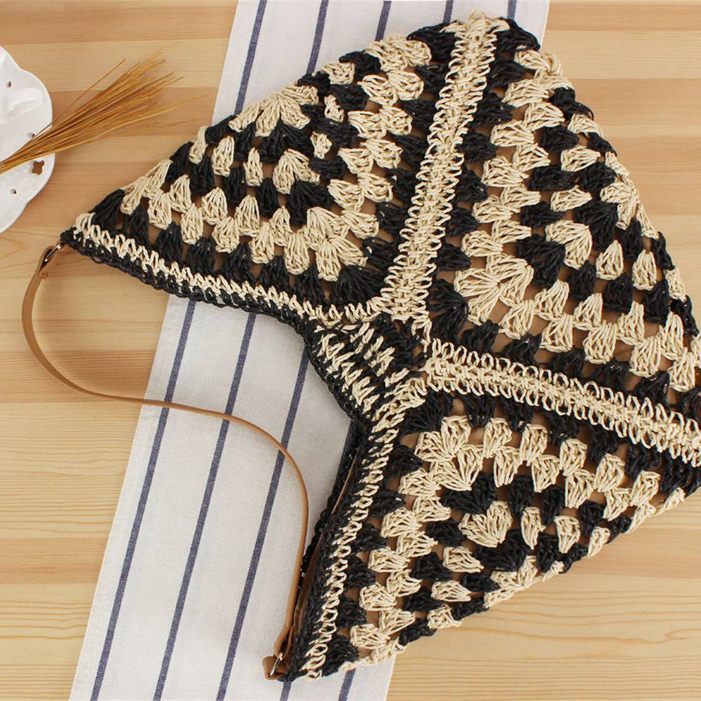 Fashionable Straw Woven Bag Vacation Commuting Shoulder Bag