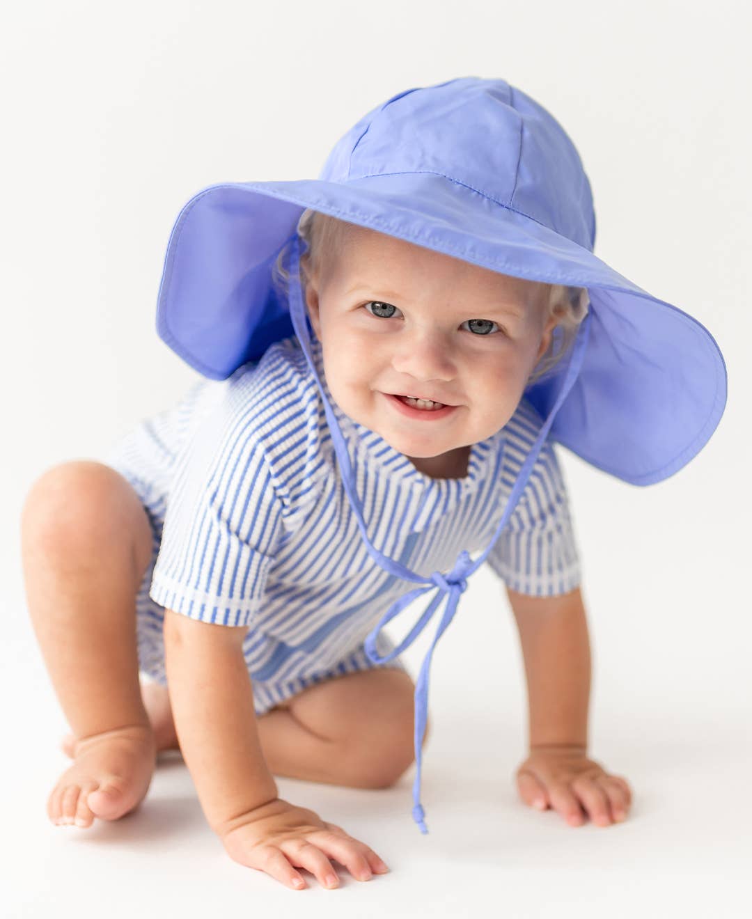 Baby Boys Periwinkle Blue Seersucker Short Sleeve One Piece Rash Guard