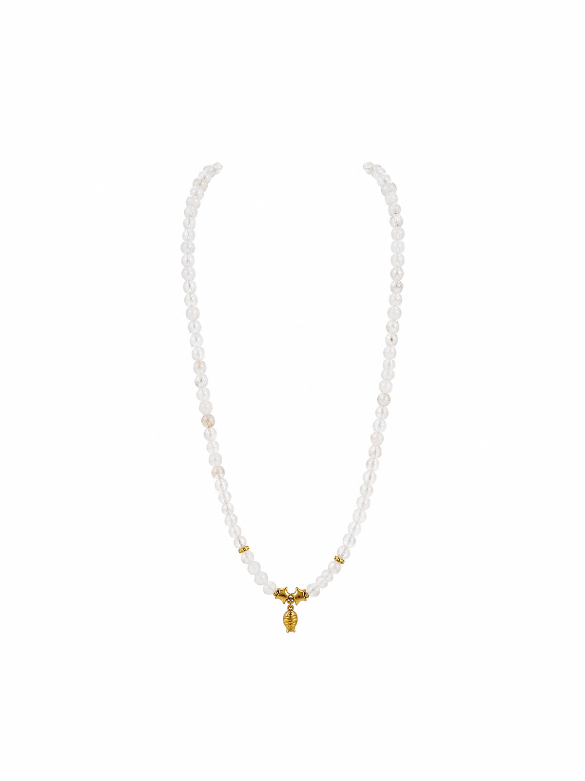 Gold Fish Charm on Beaded Gemstone Necklace