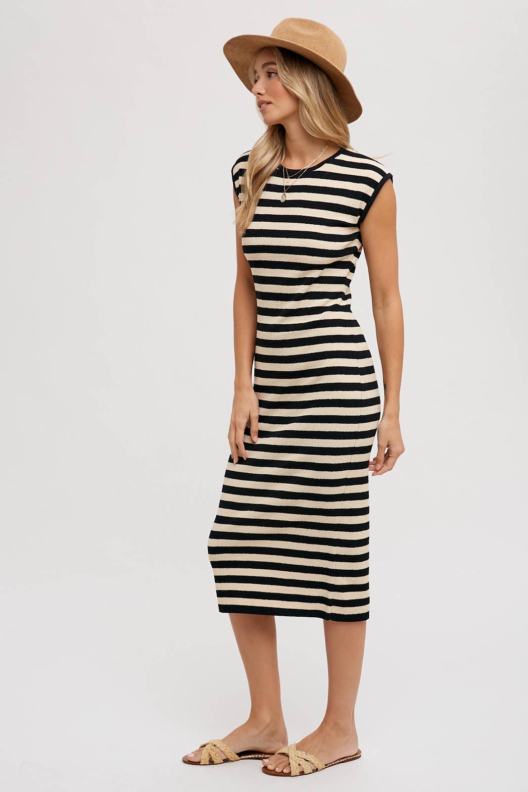 STRIPED CONTRAST TANK MIDI DRESS