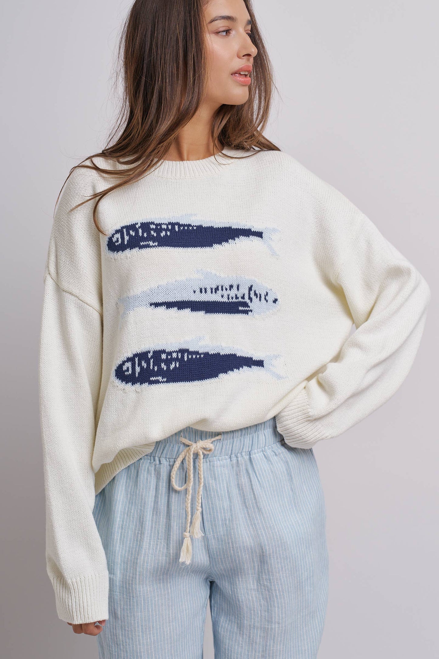 Seaside Sardine Oversized Summer Knit Sweater