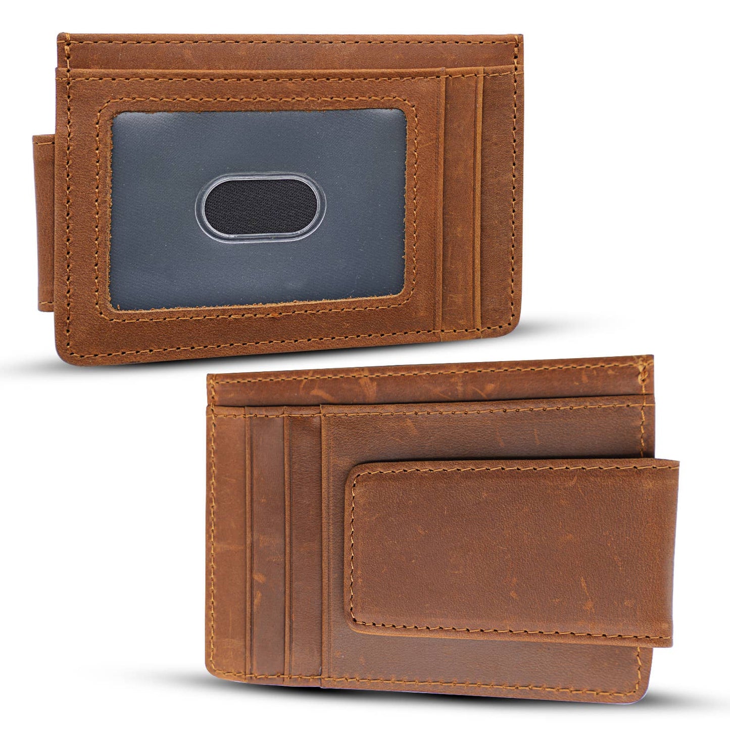 Leather Wallet with Magnetic Clip