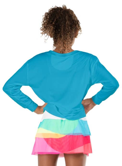 Girls' UV 50+ Lightweight Throwover - Hype Long Sleeve - Parrot Blue