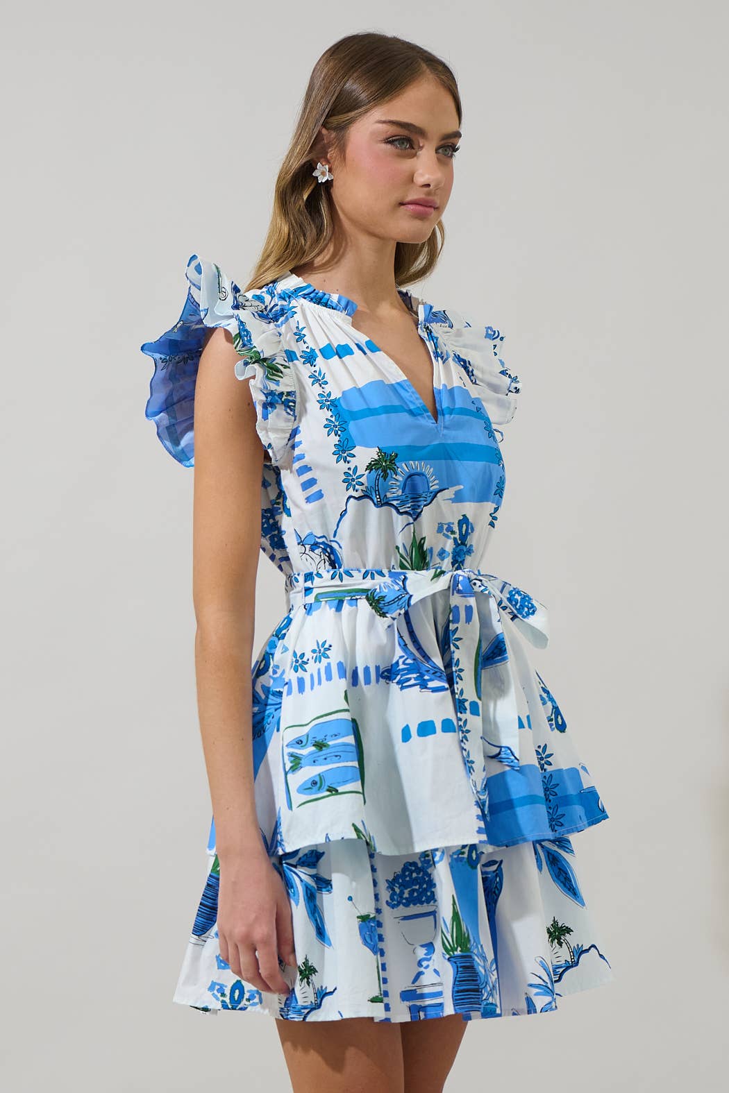 Sosy Postcard Marisol Tiered Mini Dress