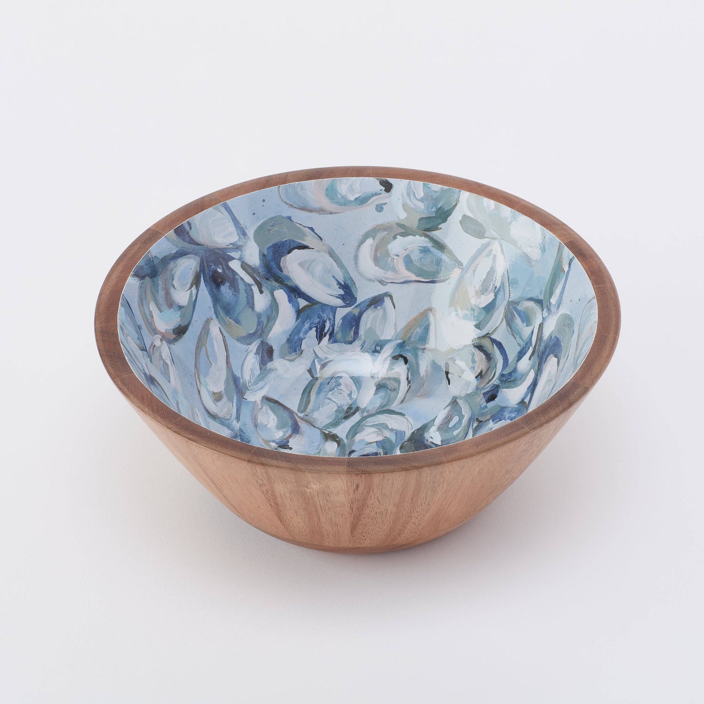 Wooden Bowl (Large) - Pewter Shells