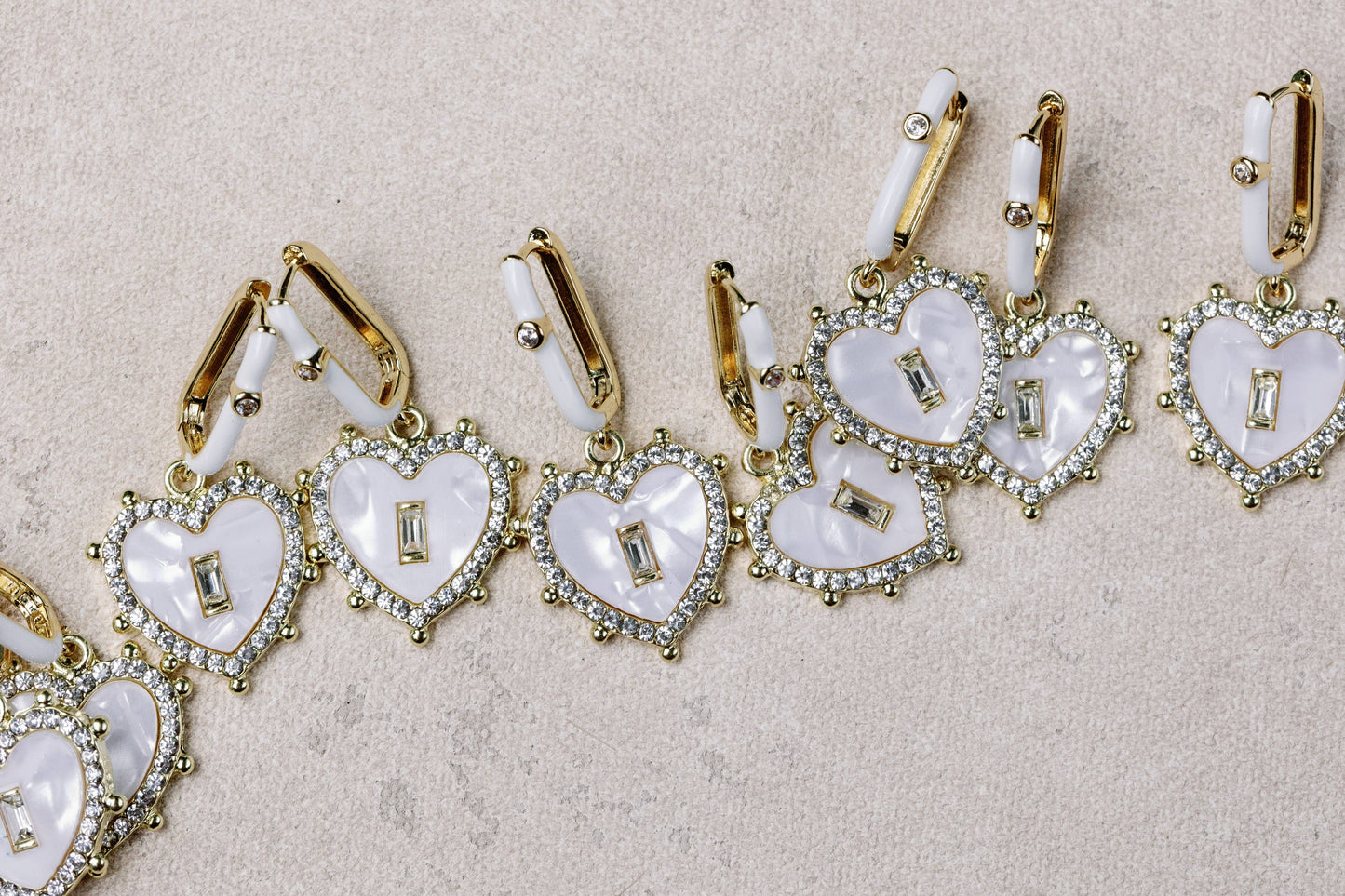 Diamond Capri Heart Drop Charm Earrings