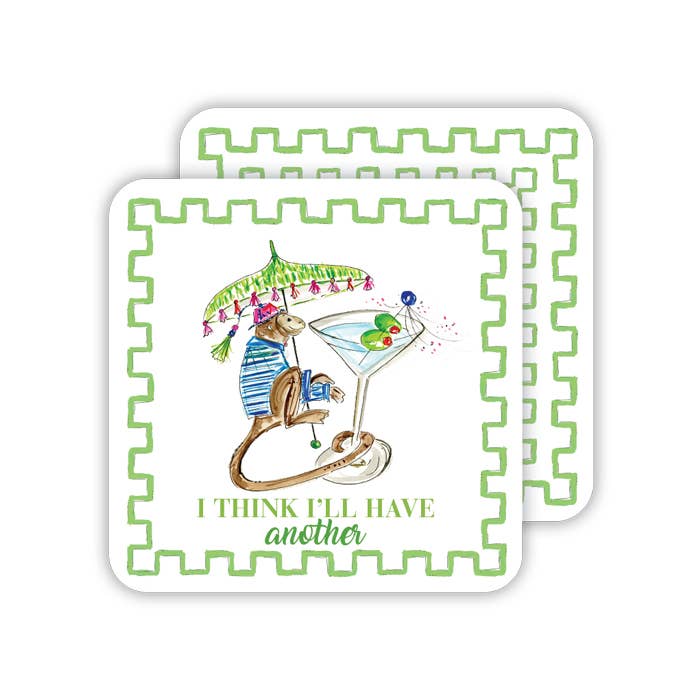 I Think I'll Have Another Monkey with Martini Paper Coaster