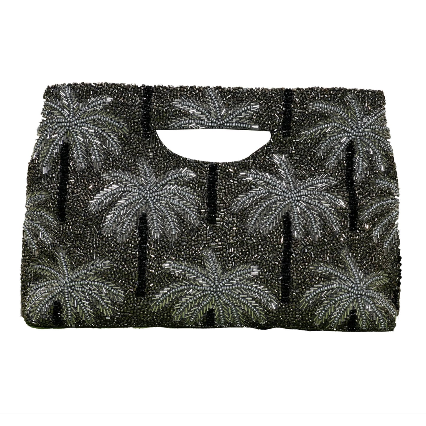 Palm trees in pewter cut out clutch