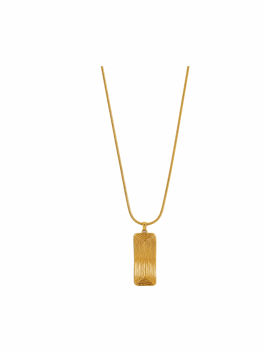 Gold Chain Necklace with Rectangular Pendant