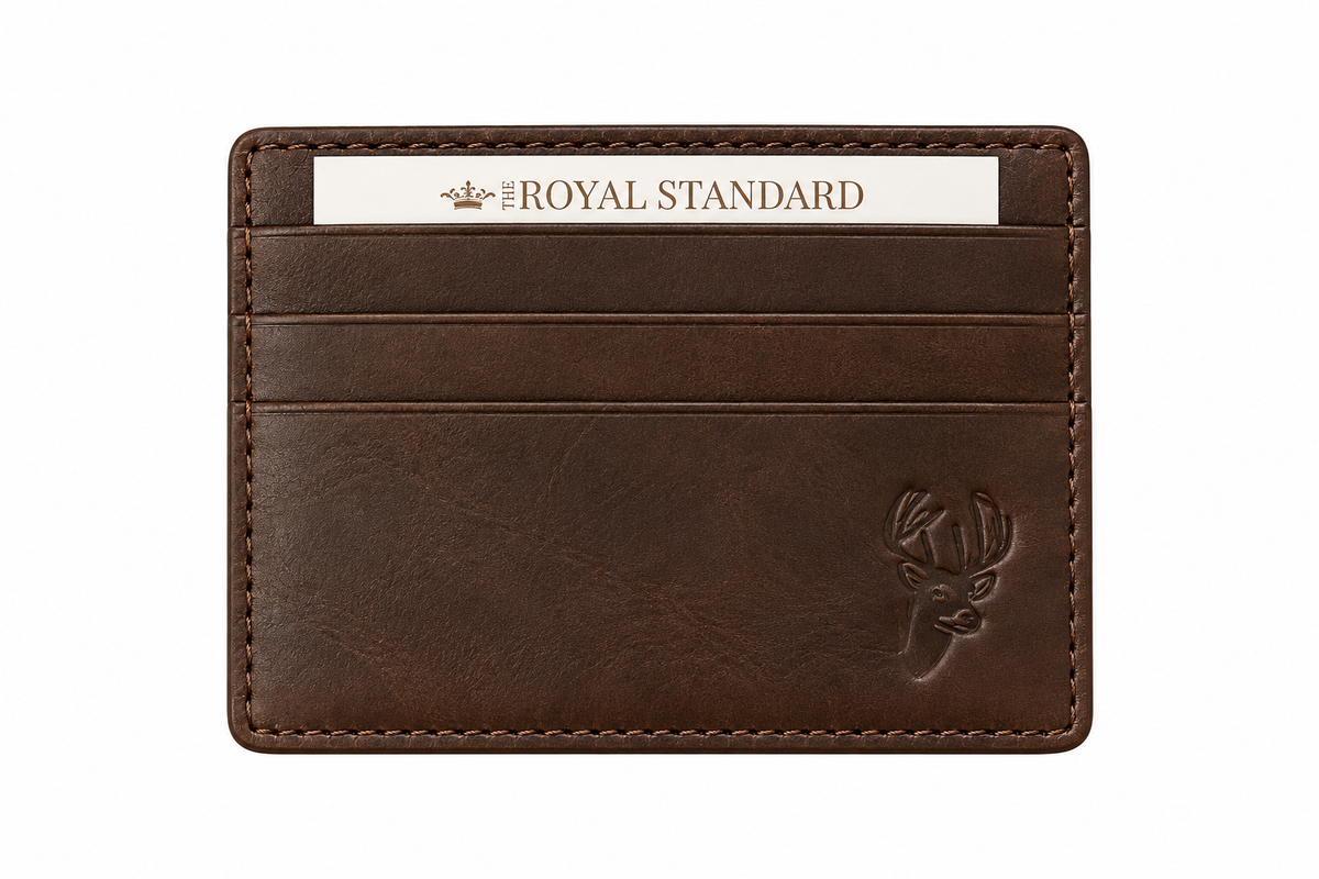 Deer Leather Embossed Slim Wallet Dark