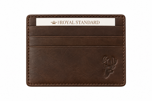 Deer Leather Embossed Slim Wallet Dark