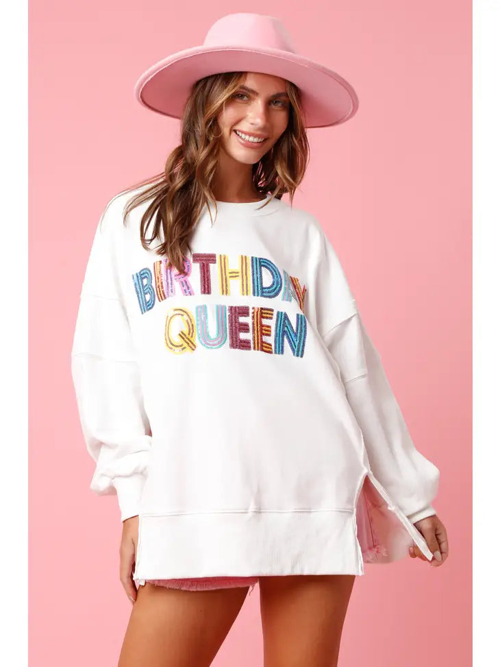 Multicolor Birthday Queen Sweatshirt