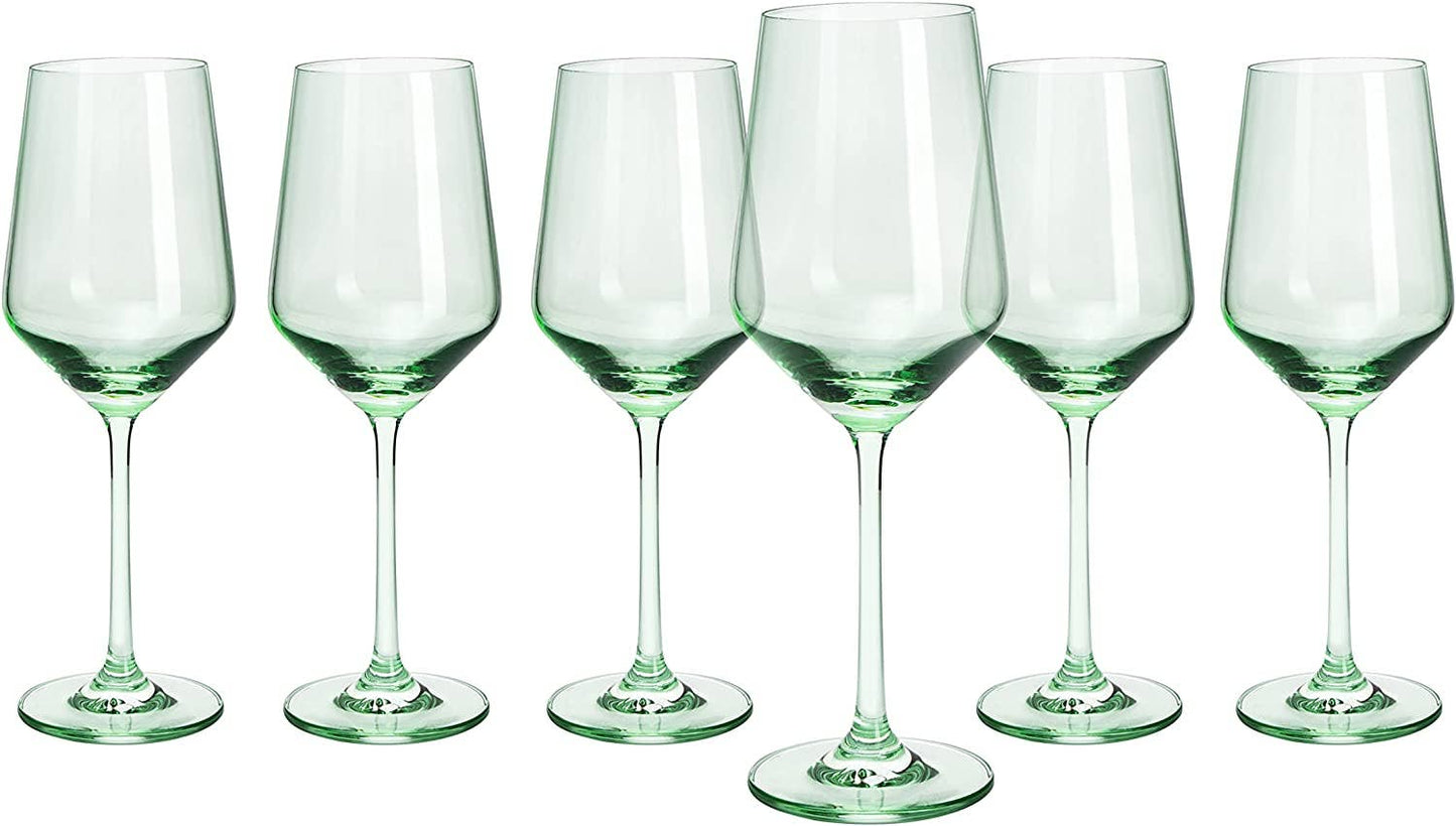 Mint Green Colored Wine Glass - 12 oz Hand Blown