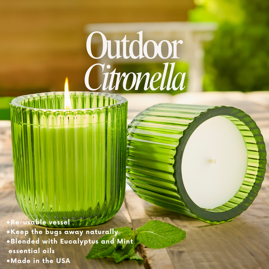Eucalyptus Mint Citronella Green Glass Candle 8oz.