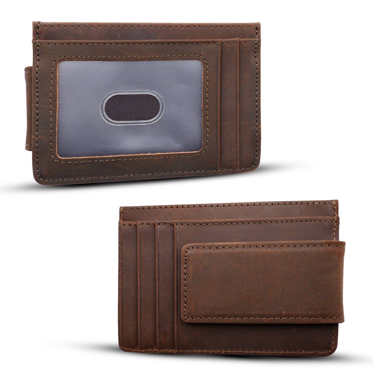 Leather Wallet with Magnetic Clip