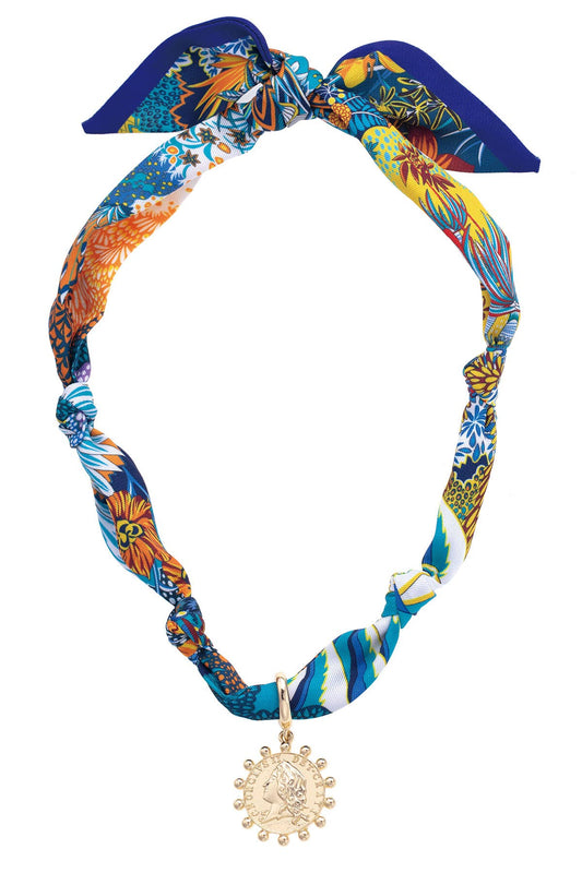 Luciana Studded Coin Scarf Necklace