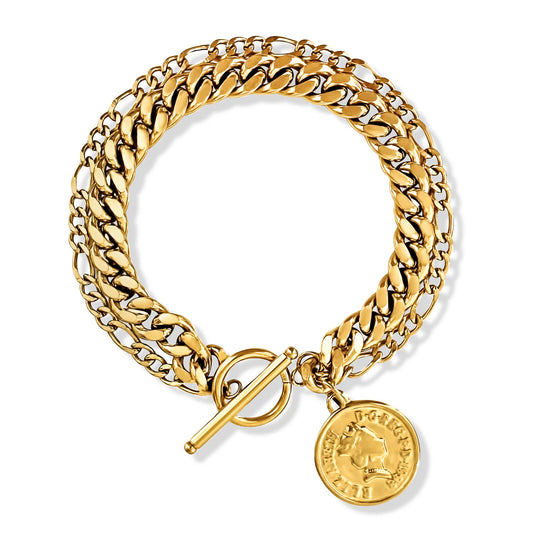 Sonnet Double Chain Toggle Coin Bracelet