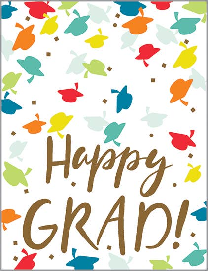 Graduation Greeting Card - Colorful Hat Toss