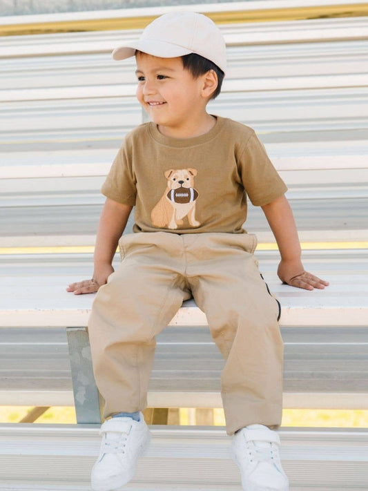 Bulldog Football Patch Short Sleeve T-Shirt - Boys Clothing