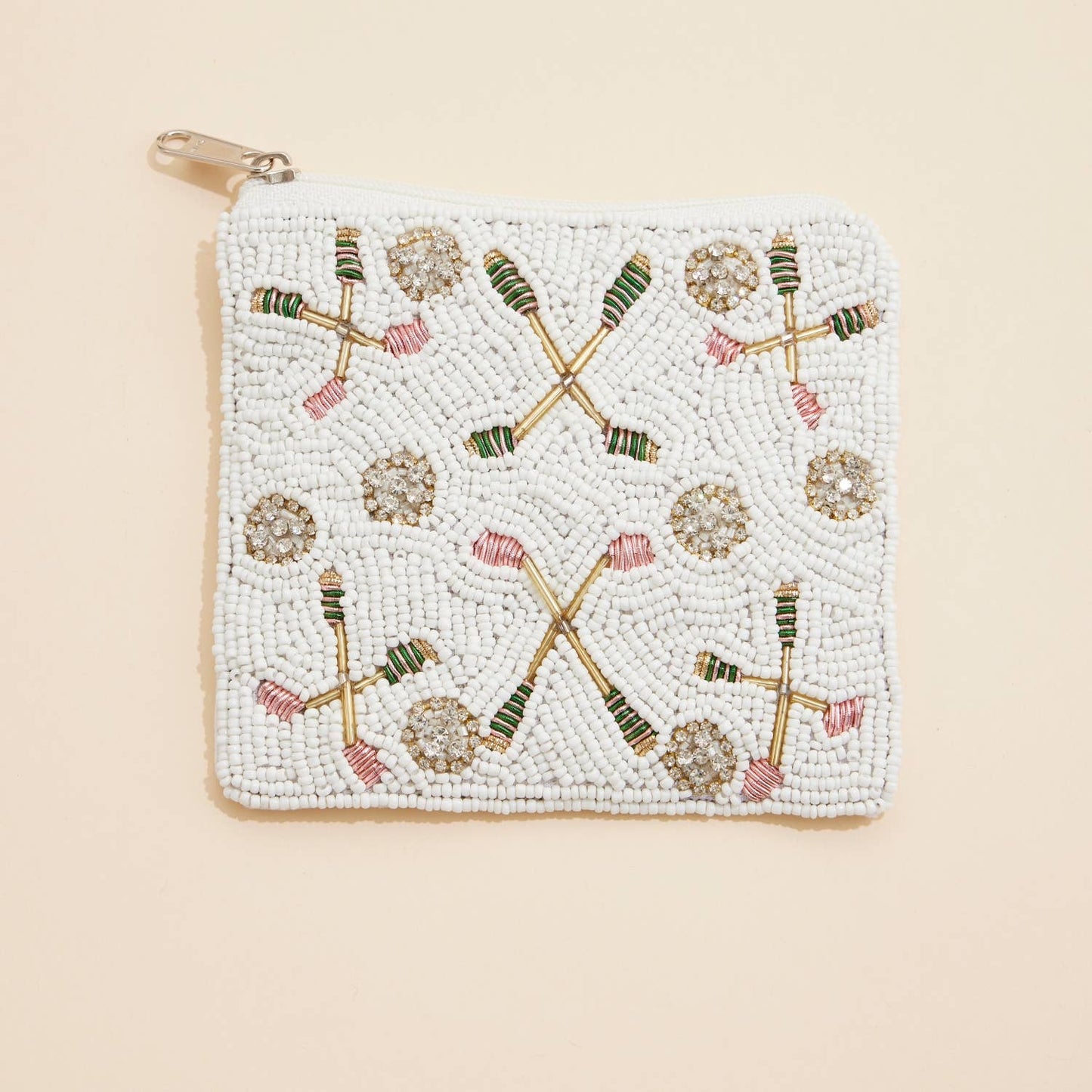 Bandy Racket & Ball Beaded Coin Pouch