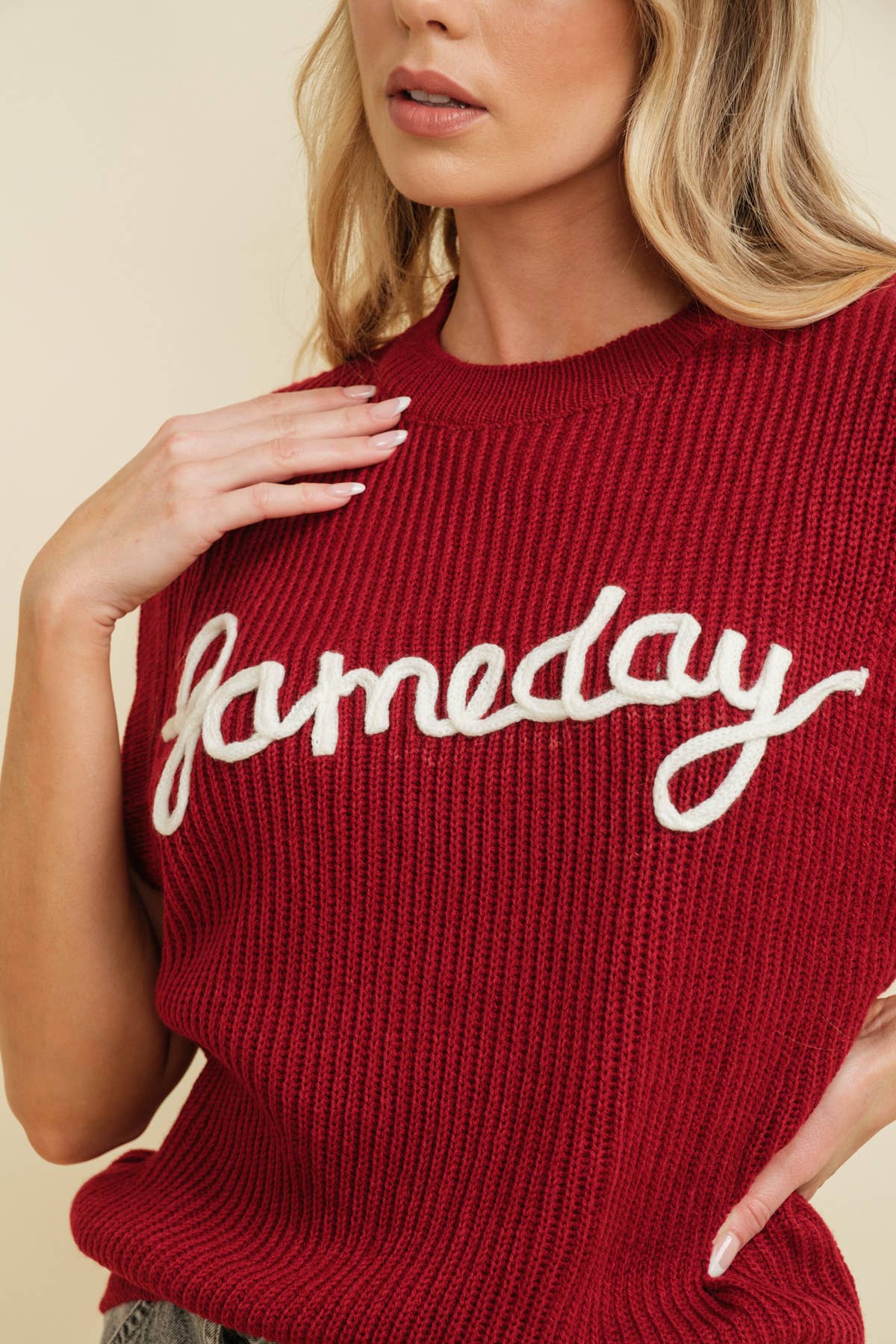 GAMEDAY Embroidered Sleeveless Sweater Vest | Shop Now